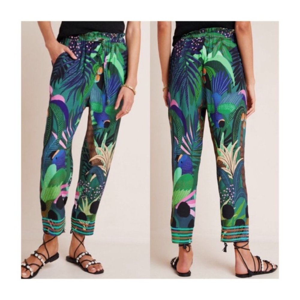 NEW Anthro Farm Rio Tropique Embroidered Pants M